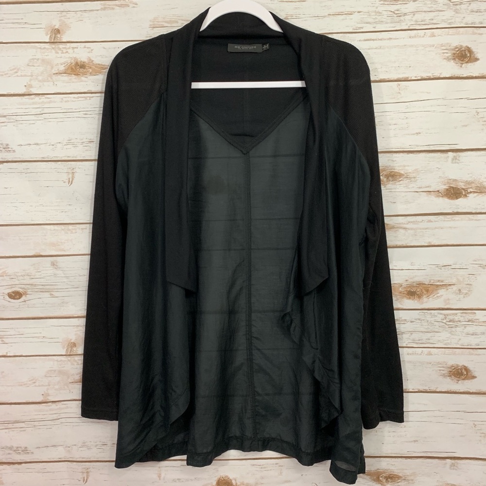 MM Couture by Miss Me Black Silk Sheer Cardigan M